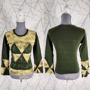 Unbranded Cutout Patchwork 100% Cotton Crewneck Cropped Tee